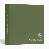 Minimalistic Olive Monogram Family Photo Album