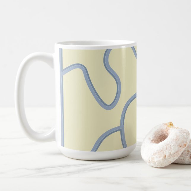 Minimalistic pastel yellow and violet abstract coffee mug (With Donut)