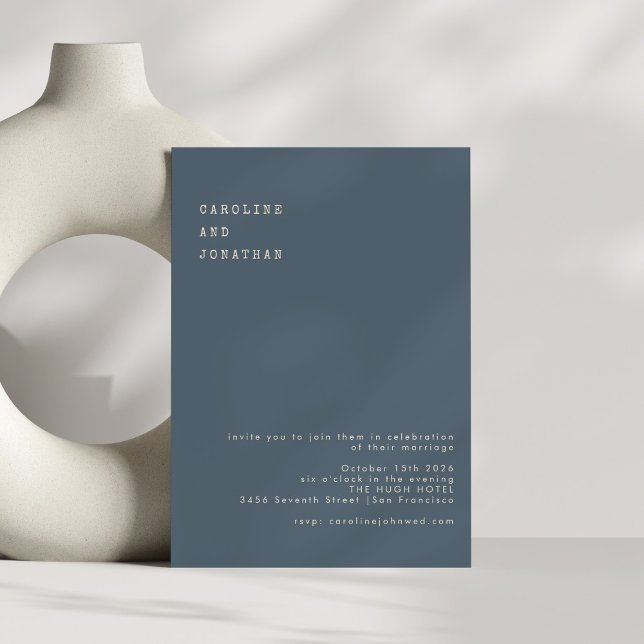 Minimalistic Pewter Typewriter Typography Wedding Invitation (Creator Uploaded)