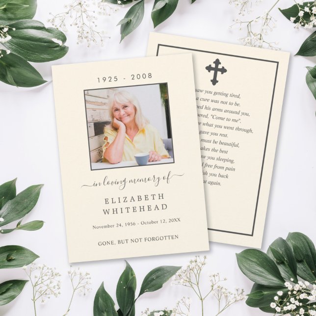 Minimalistic Photo Funeral Prayer Off White Invitation (Creator Uploaded)