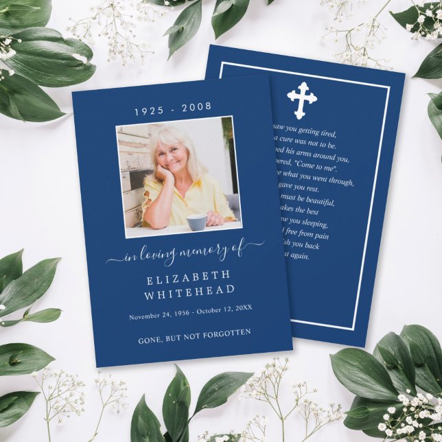 Minimalistic Photo Funeral Prayer Royal Blue Invitation (Creator Uploaded)