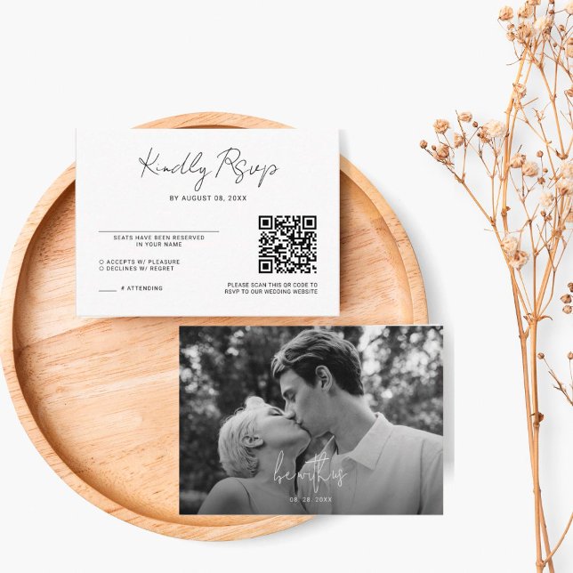 Minimalistic Photo Wedding QR Code Rsvp Enclosure Card (Creator Uploaded)