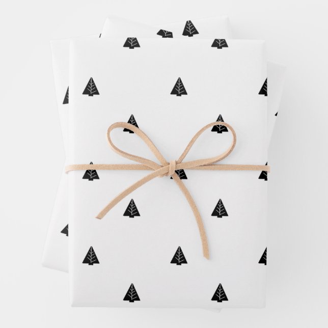 Minimalistic pine trees Christmas wrapping paper  (In situ)
