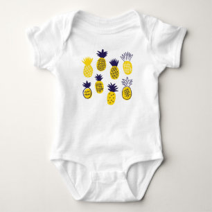 Minimalistic pineapples, colourful abstract design baby bodysuit