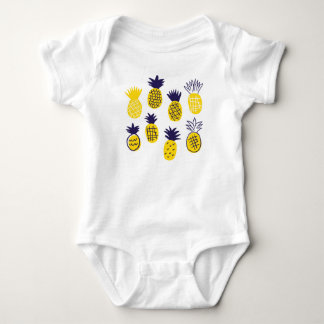 Minimalistic pineapples, colourful abstract design baby bodysuit