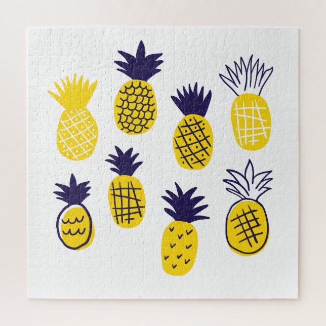 Minimalistic pineapples, colourful abstract design jigsaw puzzle (Vertical)