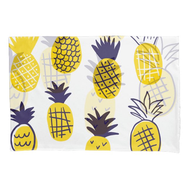 Minimalistic pineapples, colourful abstract design pillowcase (Front)