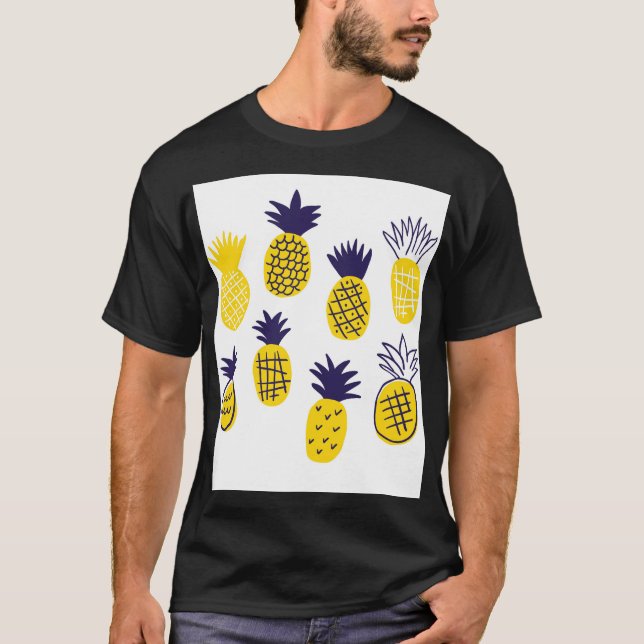 Minimalistic pineapples, colourful abstract design T-Shirt (Front)