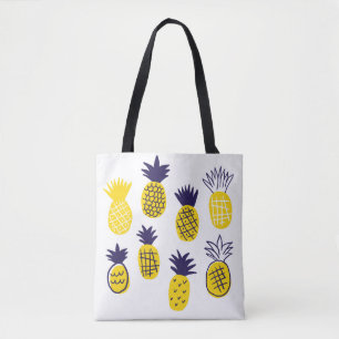 Minimalistic pineapples, colourful abstract design tote bag