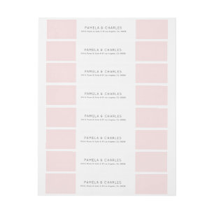 Minimalistic pink and white geometric design wrap around label