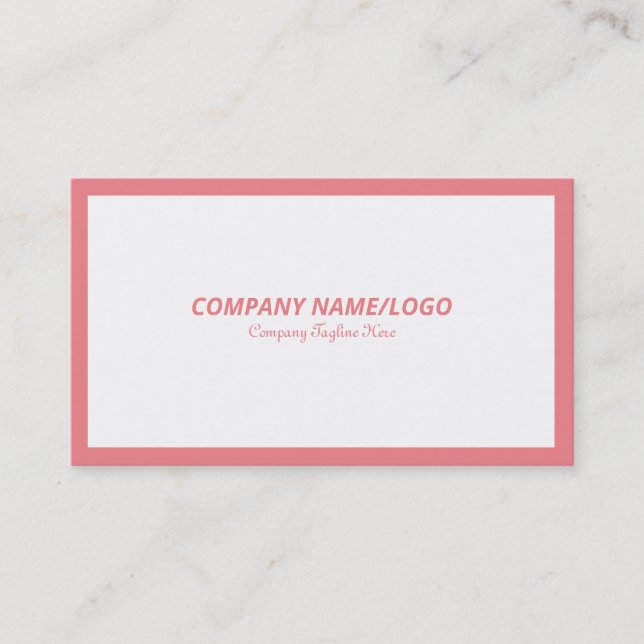 Minimalistic Pink Border On White Business Card (Front)