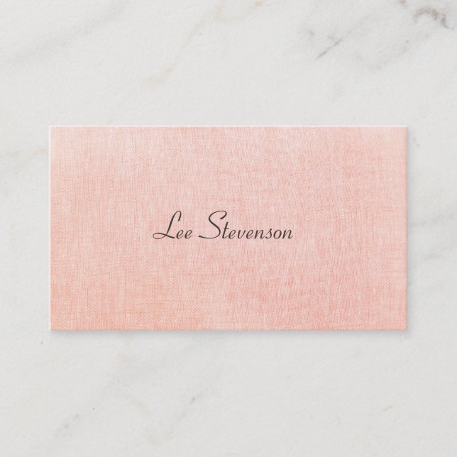 Minimalistic Pink Faux Linen Business Card (Front)
