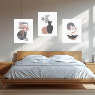 Minimalistic Pink/Grey Canvas Wall Art Decor