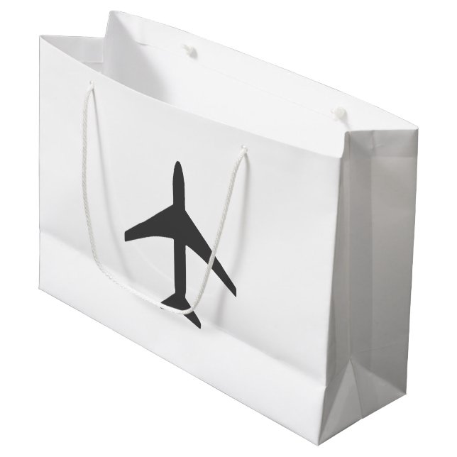 Minimalistic Plane Airplane Aviation Fly Large Gift Bag (Front Angled)