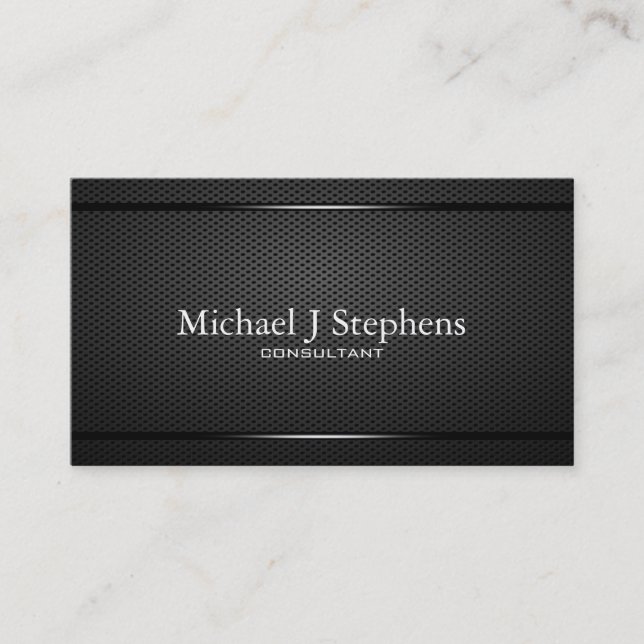 Minimalistic  Professional Black Metal Textured Business Card (Front)