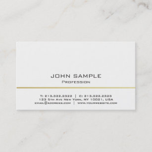 Minimalistic Professional Modern White and Gold Business Card