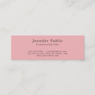Minimalistic Professional Plain Elegant Pink Mini Business Card
