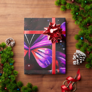 Minimalistic purple butterflies  wrapping paper