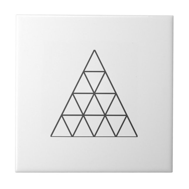 Minimalistic Pyramid Sketch Grey White Tile (Front)