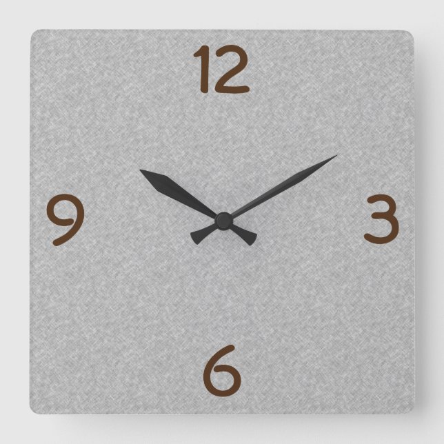 Minimalistic Quarterly Digits Grey Square Wall Clock (Front)