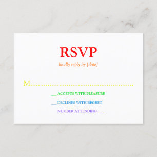 Minimalistic Rainbow-Coloured Font Wedding RSVP