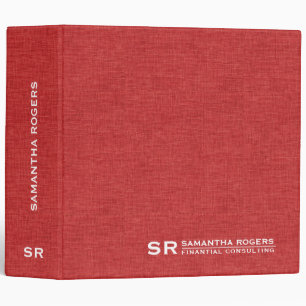 Minimalistic Red Linen Personalized Text Binder