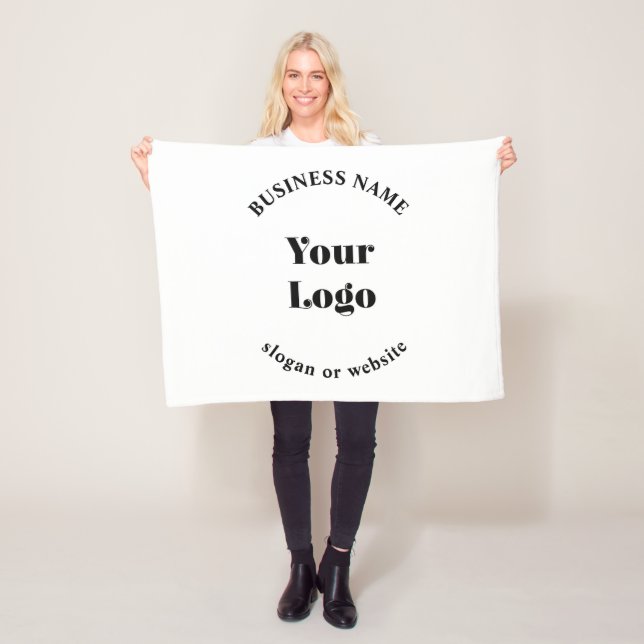 Minimalistic Retro-Modern Template for Your Logo Fleece Blanket (In Situ)