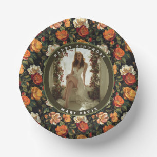Minimalistic Rose Flower 90Th Birthday Paper Plate