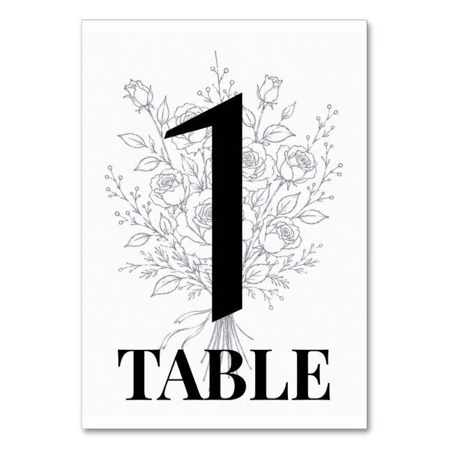 Minimalistic Rose Wedding Table Numbers (Front)