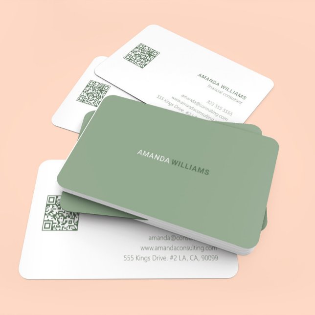 Minimalistic sage green and white typography business card (Creator Uploaded)