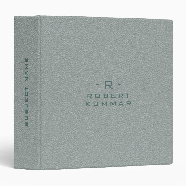 Minimalistic Sage Green Leather Green Typography Binder (Front/Spine)