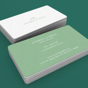 Minimalistic Sage Green White Reversible Colours Business Card