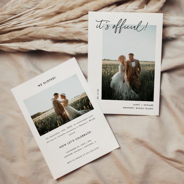 Minimalistic Script 2-Photo Elopement Reception Invitation (Creator Uploaded)