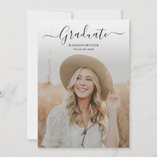 Minimalistic Script 2 Photo Graduation Party Invitation