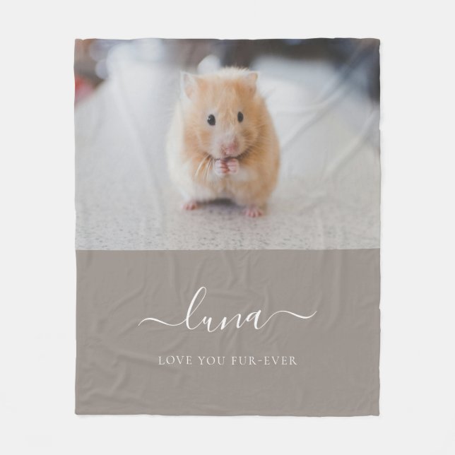 Minimalistic Script Custom Pet Photo Fleece Blanket (Front)