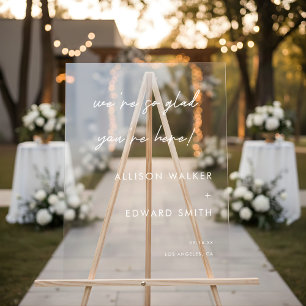 Minimalistic Script Lettering Wedding Welcome Acrylic Sign