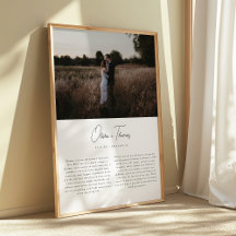 Minimalistic Script Wedding Vows & Photo