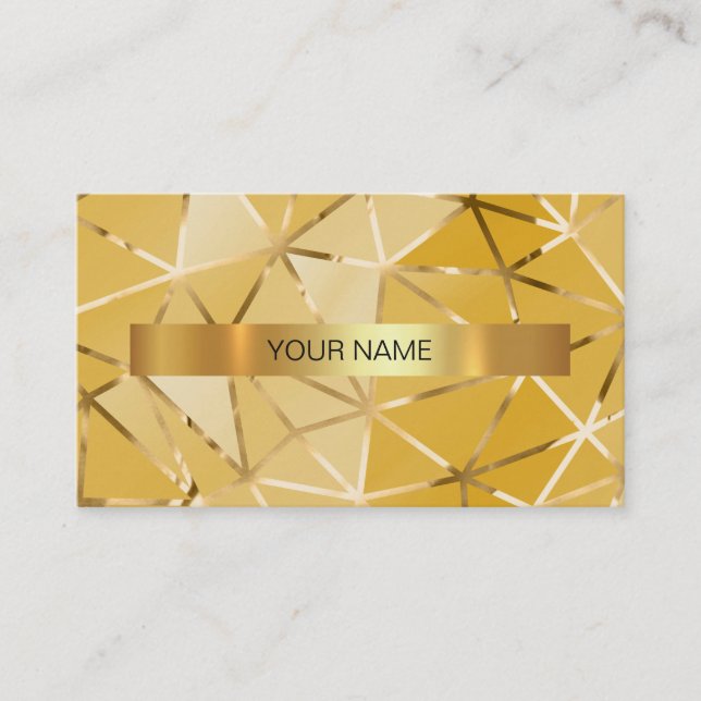 Minimalistic Shiny Gold Vip Business Card (Front)