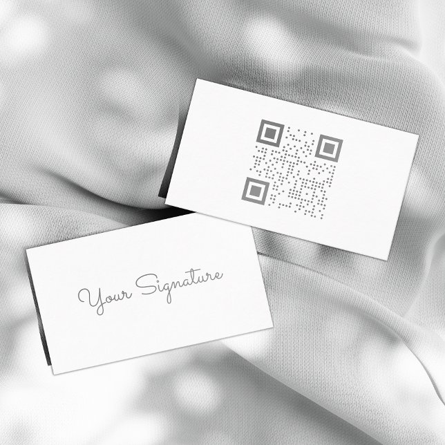 Minimalistic Signature White QR Code Business Card (Creator Uploaded)