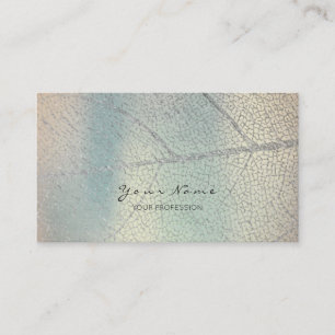 Minimalistic Silver Grey Leaf Mother Pearl Blue Business Card