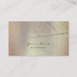 Minimalistic Silver Grey Leaf Rose Gold Copper Business Card
