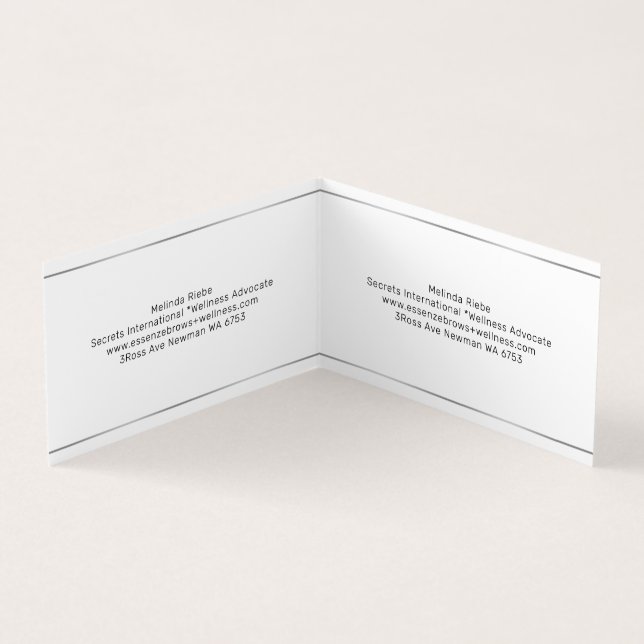 Minimalistic Silver stripes blue tint background Business Card (Inside)