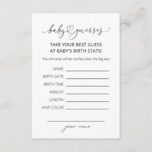 Minimalistic Simple Baby Prediction Game Card