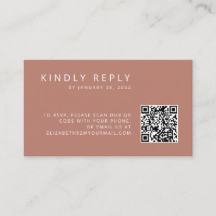 Minimalistic simple old rose QR Code RSVP Enclosure Card