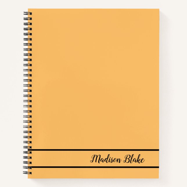 Minimalistic Simple Orange Customizable Name Notebook (Front)