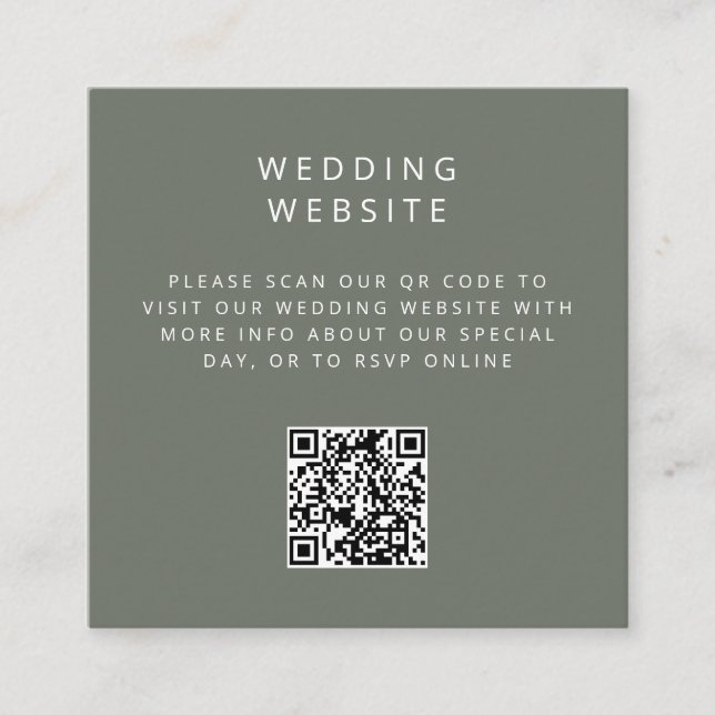 Minimalistic simple QR Code wedding website Enclosure Card (Front)