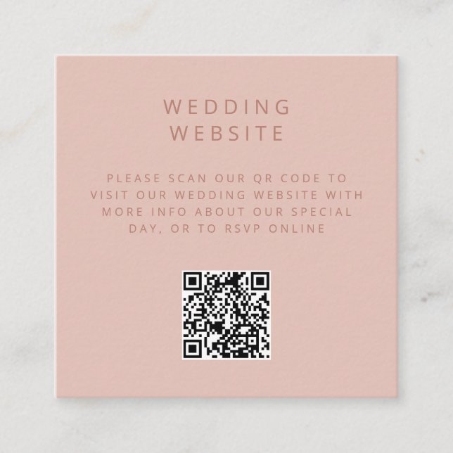 Minimalistic simple QR Code wedding website Enclosure Card (Front)