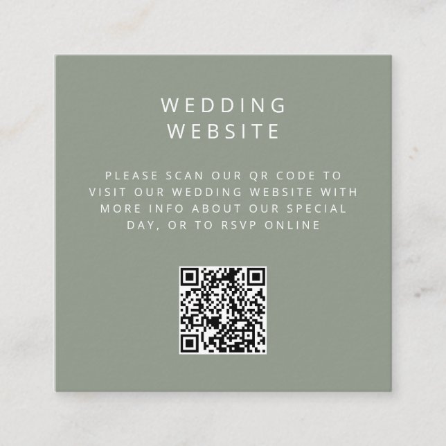 Minimalistic simple QR Code wedding website Enclosure Card (Front)