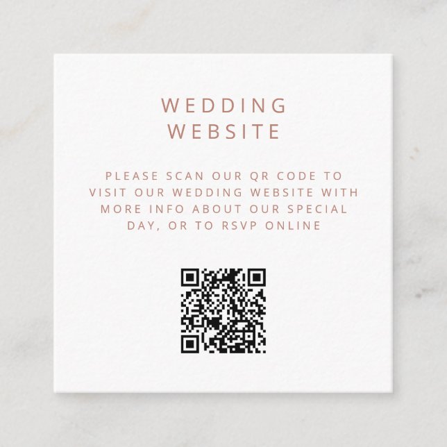 Minimalistic simple QR Code wedding website Enclosure Card (Front)