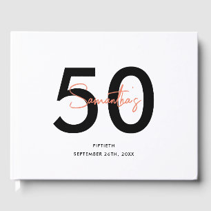 Minimalistic Simple Script Birthday  Guest Book